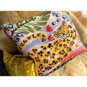 Society6 Leopard Tropical Art Throw Pillow Multicolor 18x18 Square Accent Decor